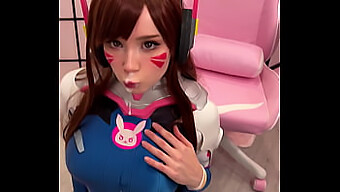 Tiktoker Dívka Cosplayuje D.Va A Dává Kouření S Velkým Výstřikem Na Obličej